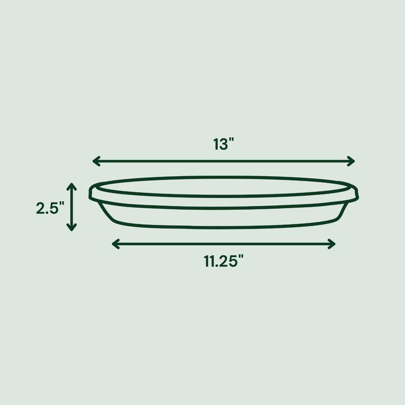 Bloem Terra 2.5 in. H X 13 in. W X 11.25 in. D Plastic Traditional Plant Saucer Green