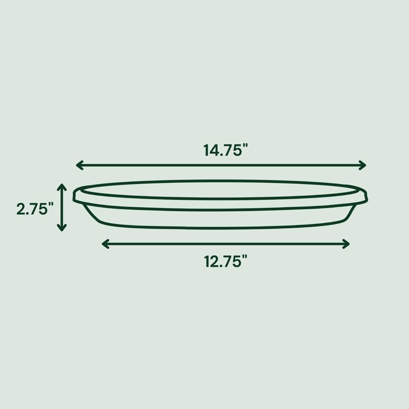 Bloem Terra 2.75 in. H X 14.75 in. W X 12.75 in. D Plastic Traditional Plant Saucer Green