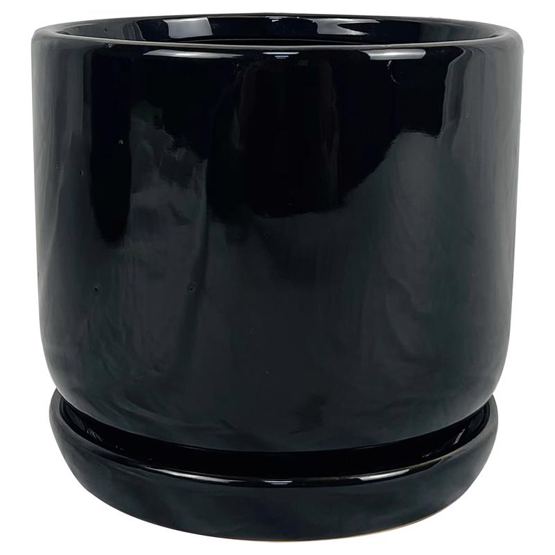 COVER POT CERAMIC BLK 6"