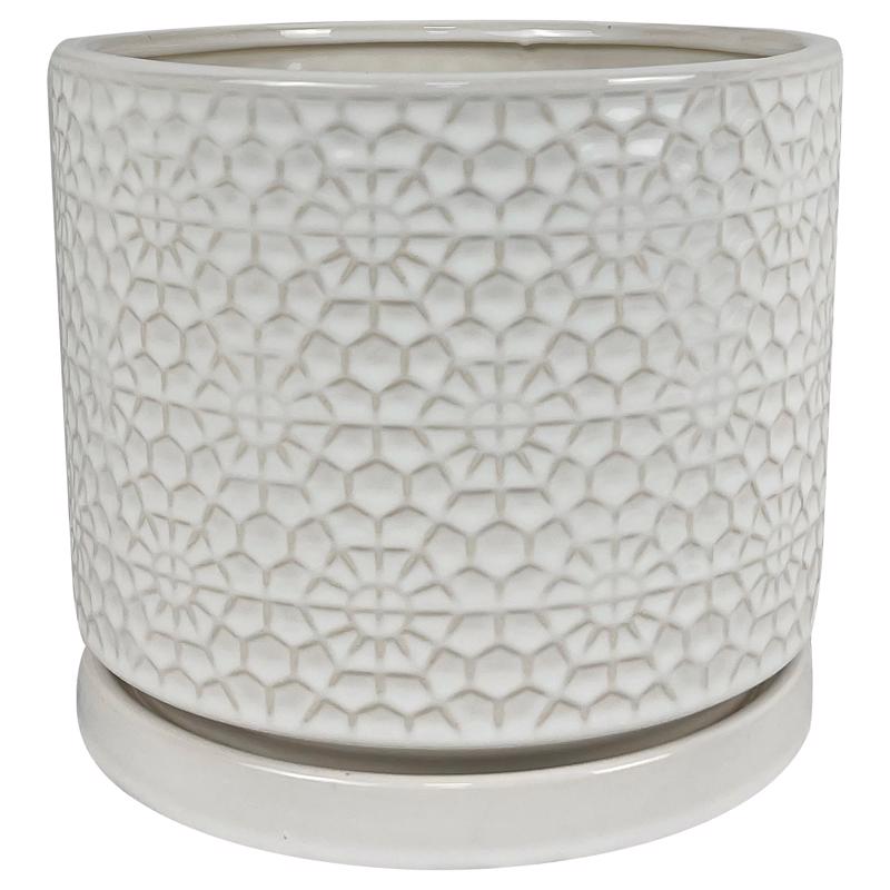 FLOWER POT AMELI WHT 10"