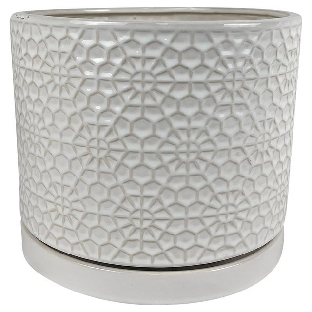 FLOWER POT AMELI WHT 12"