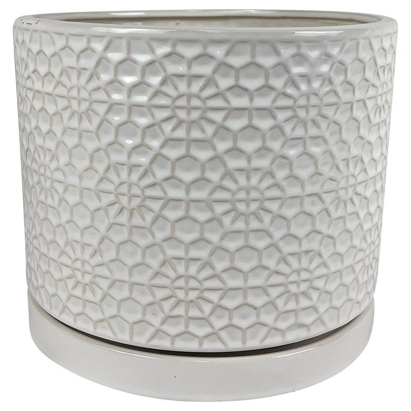 FLOWER POT AMELI WHT 12"