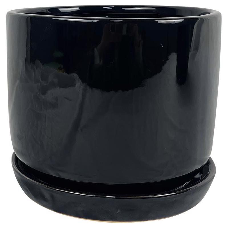 COVER POT CERAMIC BLK 8"