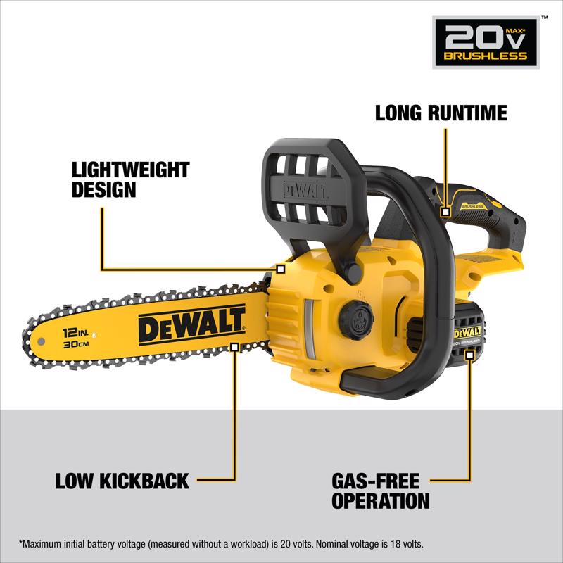 DeWalt DCCS621B 12 in. 20 V Battery Chainsaw Tool Only