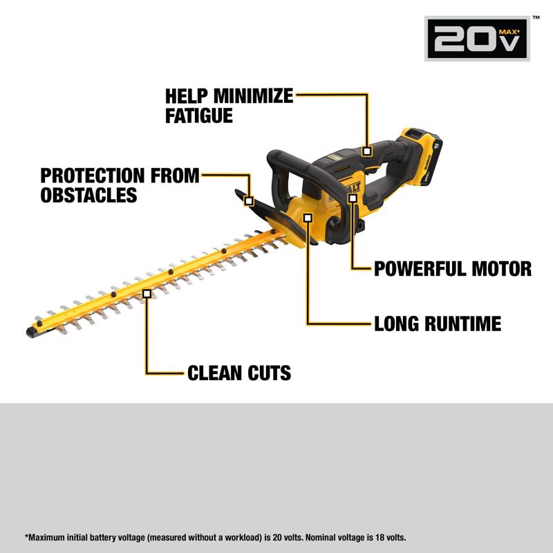 DeWalt DCHT821P1 22 in. 20 V Battery Hedge Trimmer Kit (Battery & Charger)