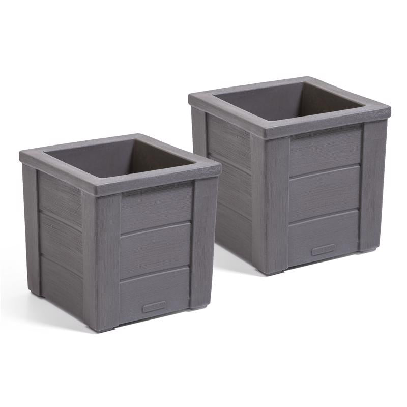 Step 2 16 in. H X 15.75 in. W X 15.75 in. D Resin Natural Wood-like Planter Box Cedar