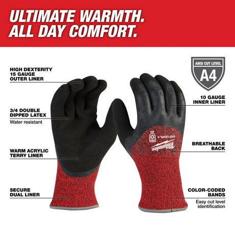 Milwaukee Men's Outdoor Winter Dipped Gloves Black/Red M 1 pair
