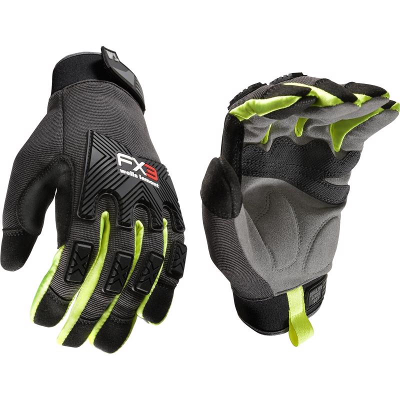 Wells Lamont FX3 Men's Indoor/Outdoor Hi-Viz Work Gloves Black/Yellow XL 1 pair