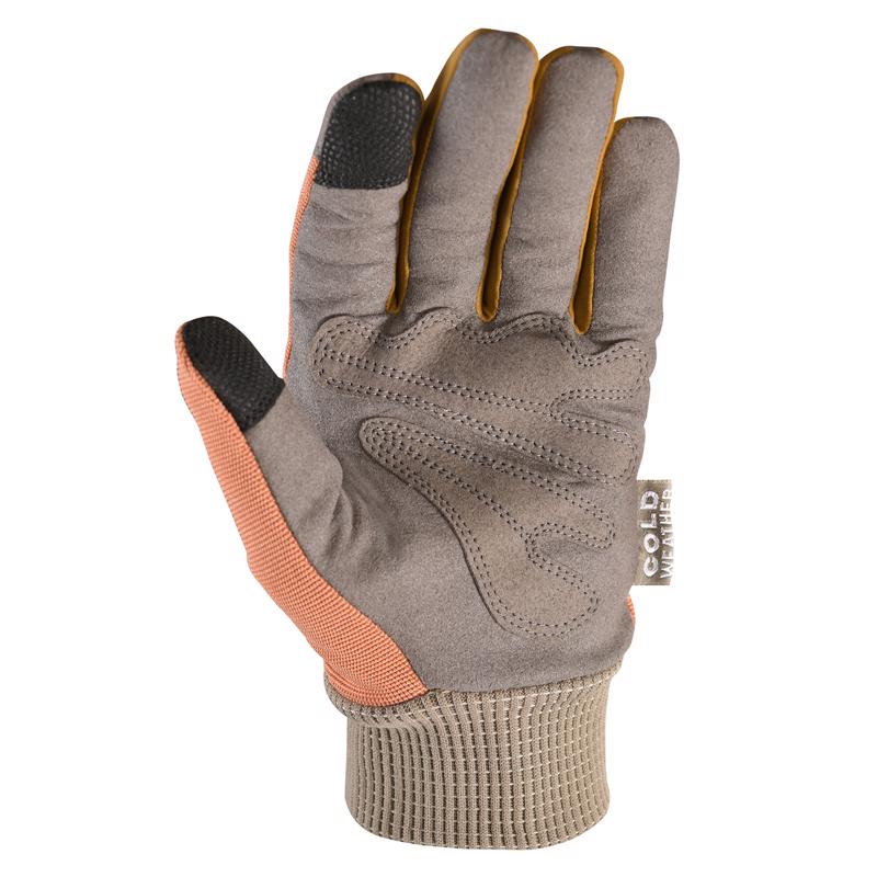 Wells Lamont Women's Outdoor Winter Gloves Gray/Orange L 1 pair