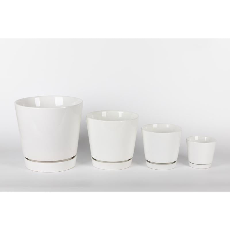 Border Concepts 4.5 in. D Ceramic Flair Saucer Planter White