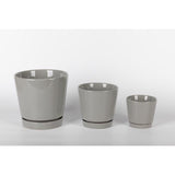 Border Concepts 8 in. D Ceramic Flair Saucer Planter Grey