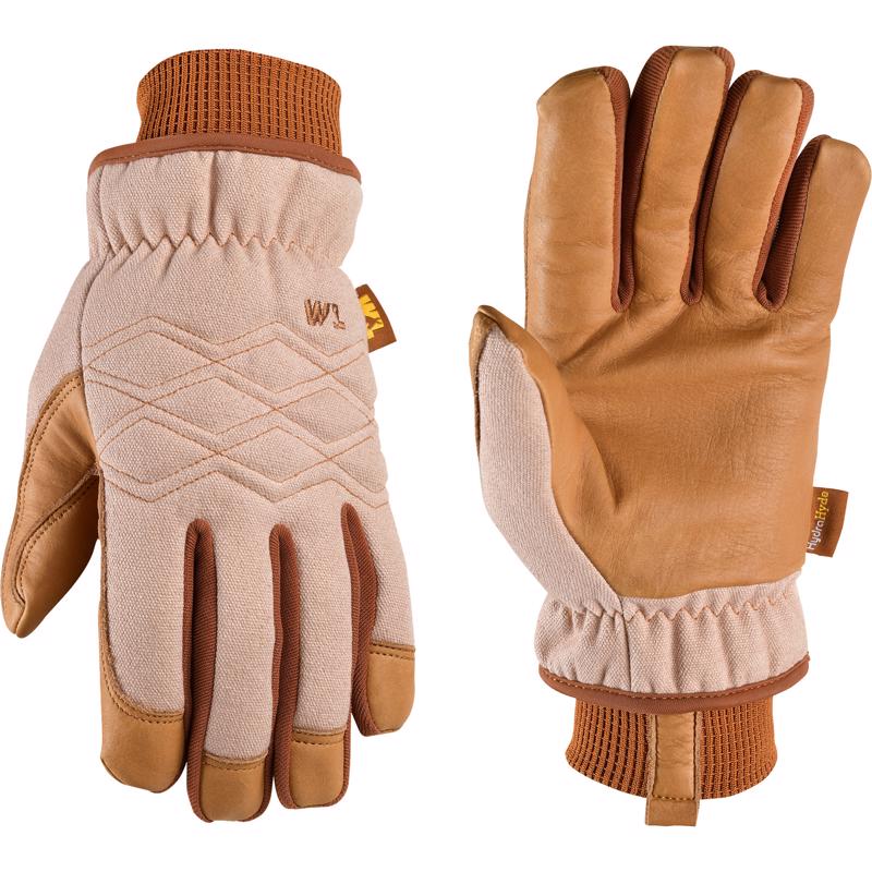 Wells Lamont HydraHyde Women's Indoor/Outdoor Canvas Work Gloves Brown M 1 pair