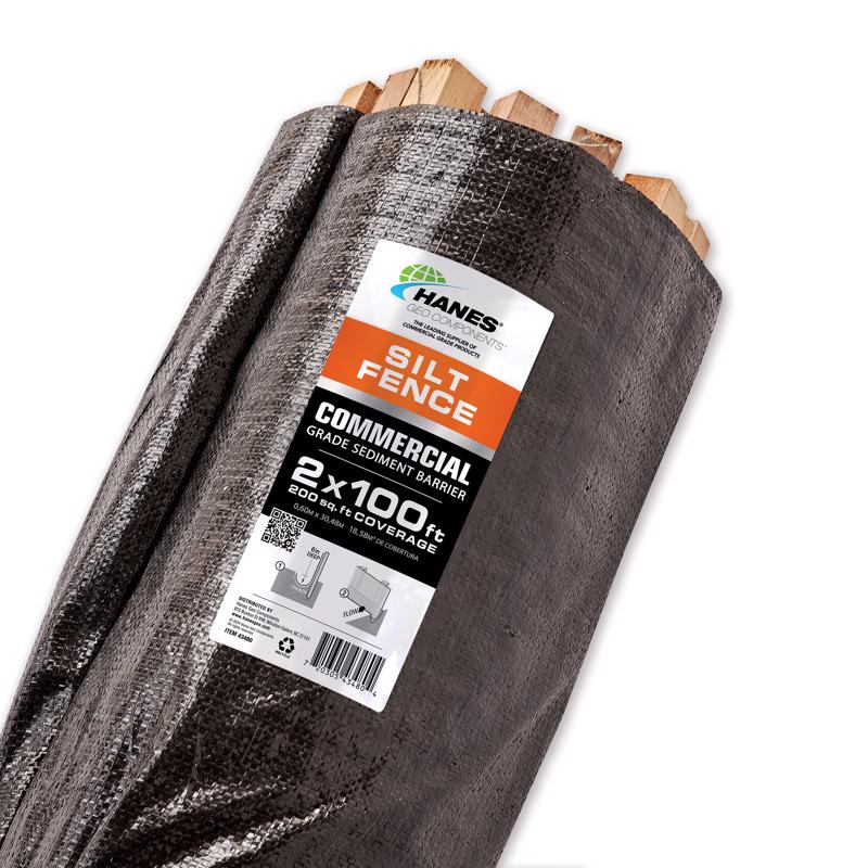 Hanes 2 ft. H X 100 ft. L Polypropylene Silt Fencing Black