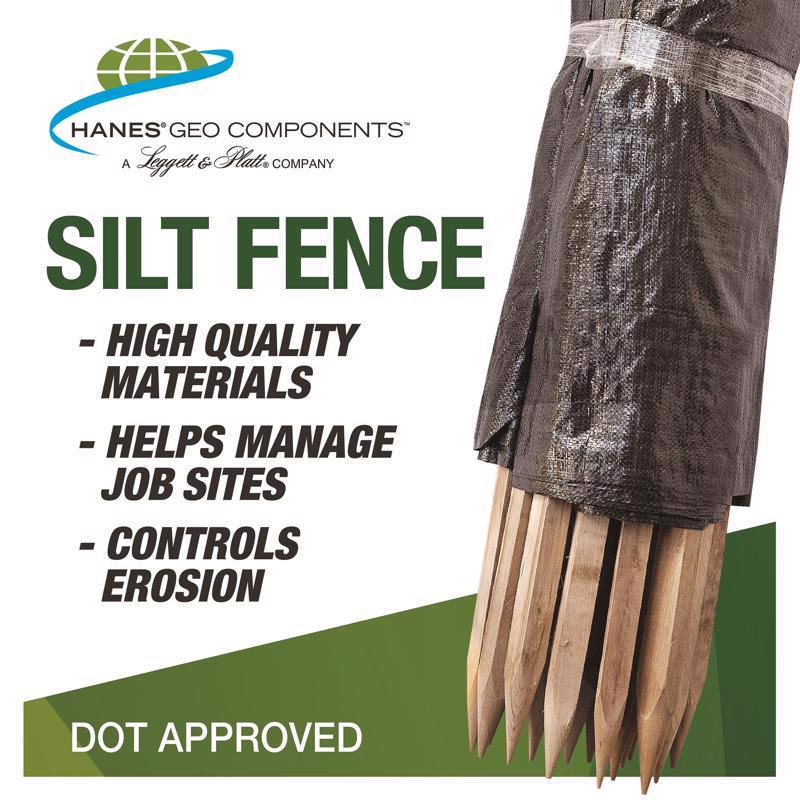 Hanes 3 ft. H X 100 ft. L Polypropylene Silt Fence Black