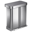 Simplehuman 58 L Metallic Silver Plastic/Stainless Steel Dual Compartment Trash Can