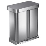 Simplehuman 58 L Metallic Silver Plastic/Stainless Steel Dual Compartment Trash Can