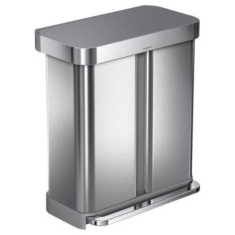 Simplehuman 58 L Metallic Silver Plastic/Stainless Steel Dual Compartment Trash Can