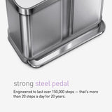 Simplehuman 58 L Metallic Silver Plastic/Stainless Steel Dual Compartment Trash Can