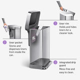Simplehuman 45 L Metallic Silver Plastic/Stainless Steel Rectangular Trash Can
