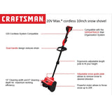 CRAFTSMAN 10 in. Single stage 20 V Battery Snow Shovel Thrower Tool Only