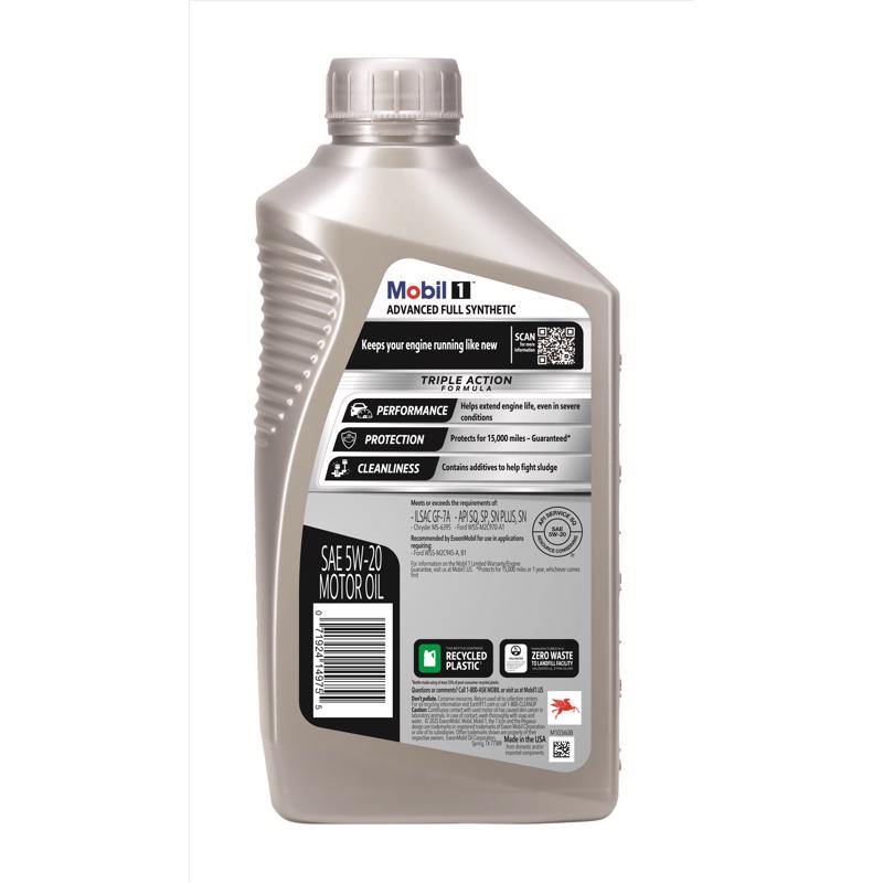Mobil 1 5W-20 Gasoline Synthetic Engine Oil 1 qt