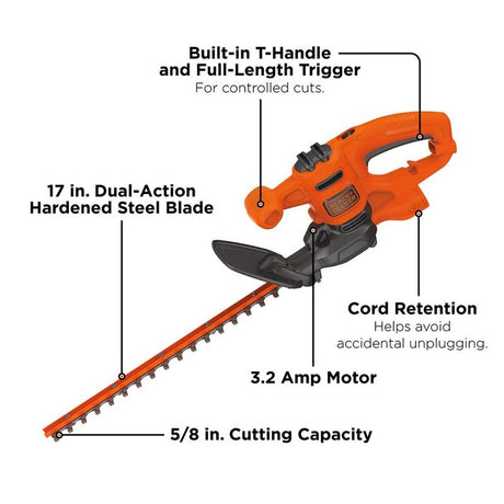 Black+Decker 17 in. Electric Hedge Trimmer Tool Only