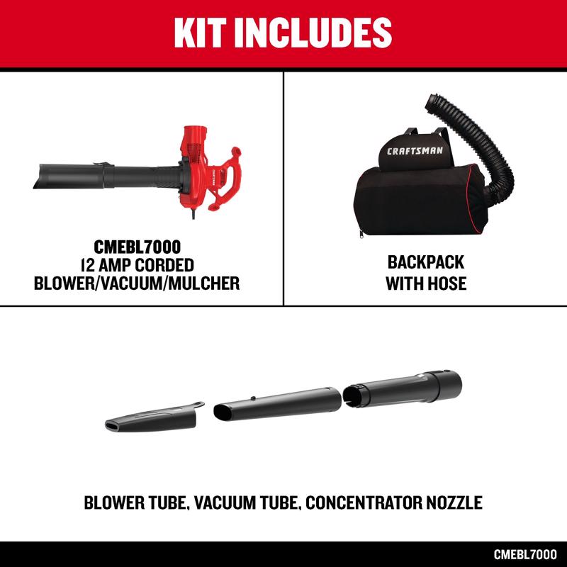 Craftsman 260 mph 450 CFM Electric Handheld Blower/Mulcher/Vac
