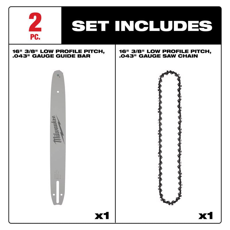 Milwaukee 16 in. Bar and Chain Combo 56 links