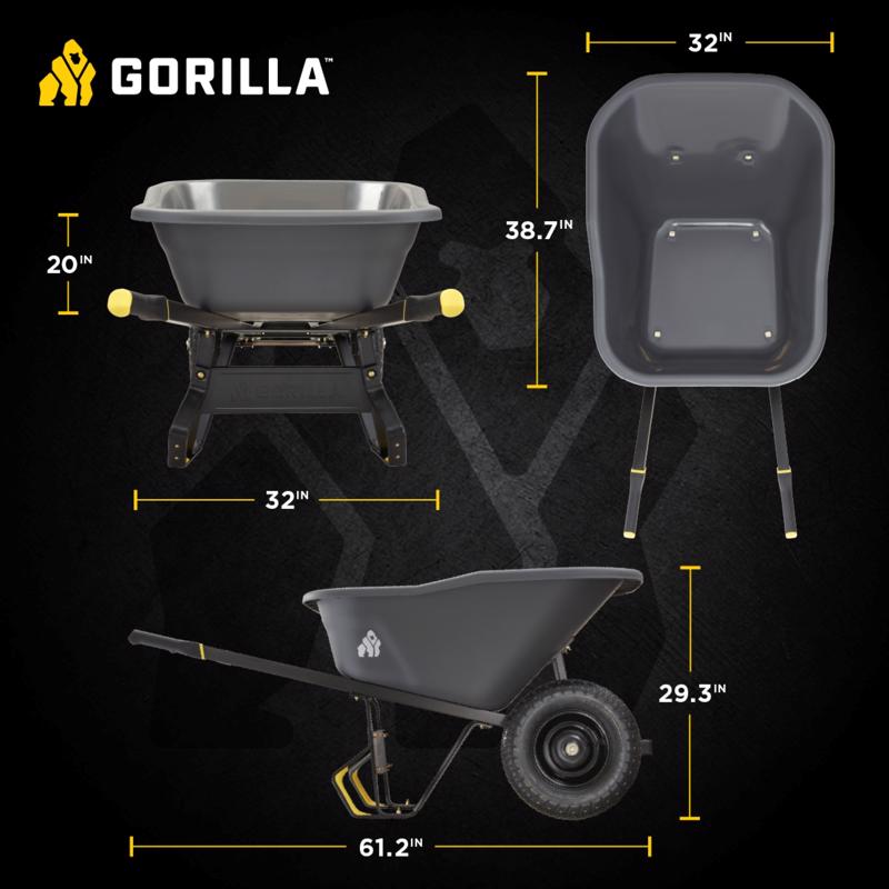 Gorilla Poly Wheelbarrow 8 cu ft