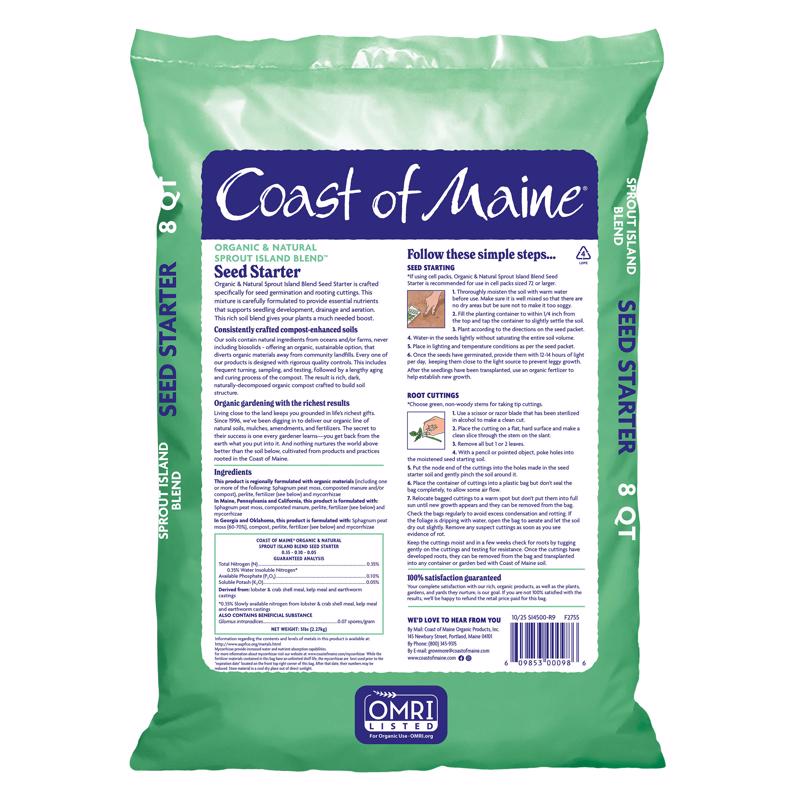 Coast of Maine Sprout Island Blend Organic All Purpose Seed Starting Mix 8 qt. cap.
