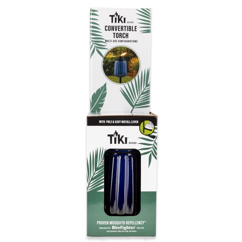 TIKI Blue Glass 66 in. Outdoor Torch 1 pc