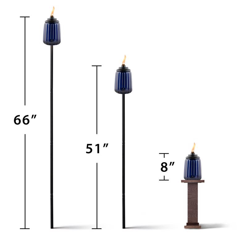 TIKI Blue Glass 66 in. Outdoor Torch 1 pc