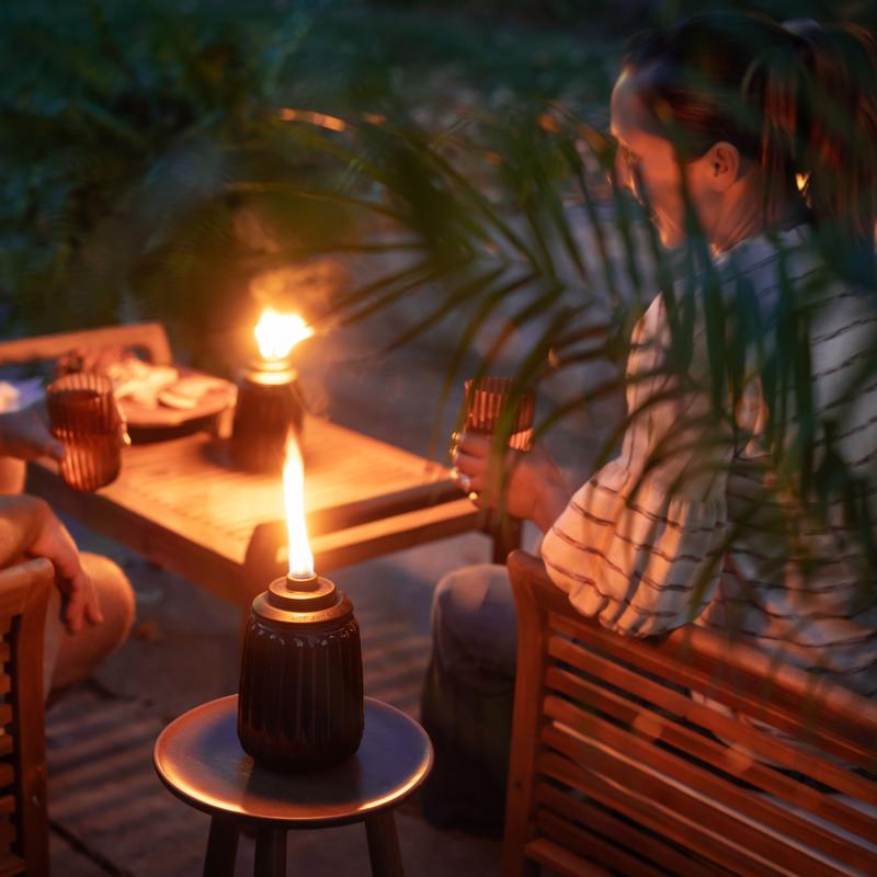 TIKI Blue Glass 66 in. Outdoor Torch 1 pc