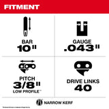 Milwaukee 10 in. Bar and Chain Combo