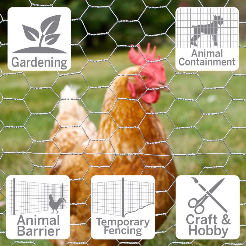 Garden Craft 18 in. H X 50 ft. L Galvanized Steel Poultry Netting 1 in.