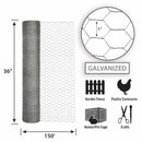 Garden Craft 36 in. H X 150 ft. L Galvanized Steel Poultry Netting 1 in.