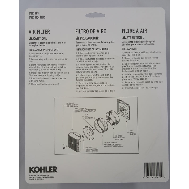 Kohler Small Engine Air Filter For CV17-23 CV724-740 CH18-25 CH730-740