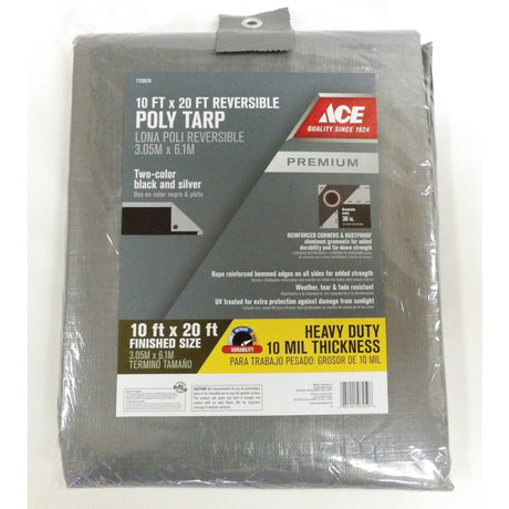 Ace 10 ft. W X 20 ft. L Heavy Duty Polyethylene Tarp Black/Silver