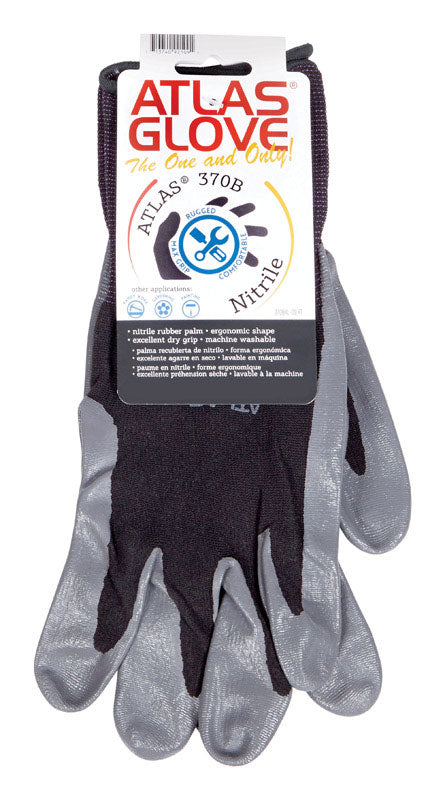 Atlas Unisex Indoor/Outdoor Dipped Gloves Black/Gray L 1 pair