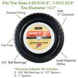 Marathon Universal Fit 8 in. D X 14.5 in. D 300 lb. cap. Centered Wheelbarrow Tire Polyurethane 1 pk