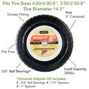 Marathon Universal Fit 8 in. D X 14.5 in. D 300 lb. cap. Centered Wheelbarrow Tire Polyurethane 1 pk
