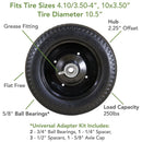 Marathon Universal Fit 4 in. D X 10.3 in. D 300 lb. cap. Offset Hand Truck Tire Polyurethane 1 pk