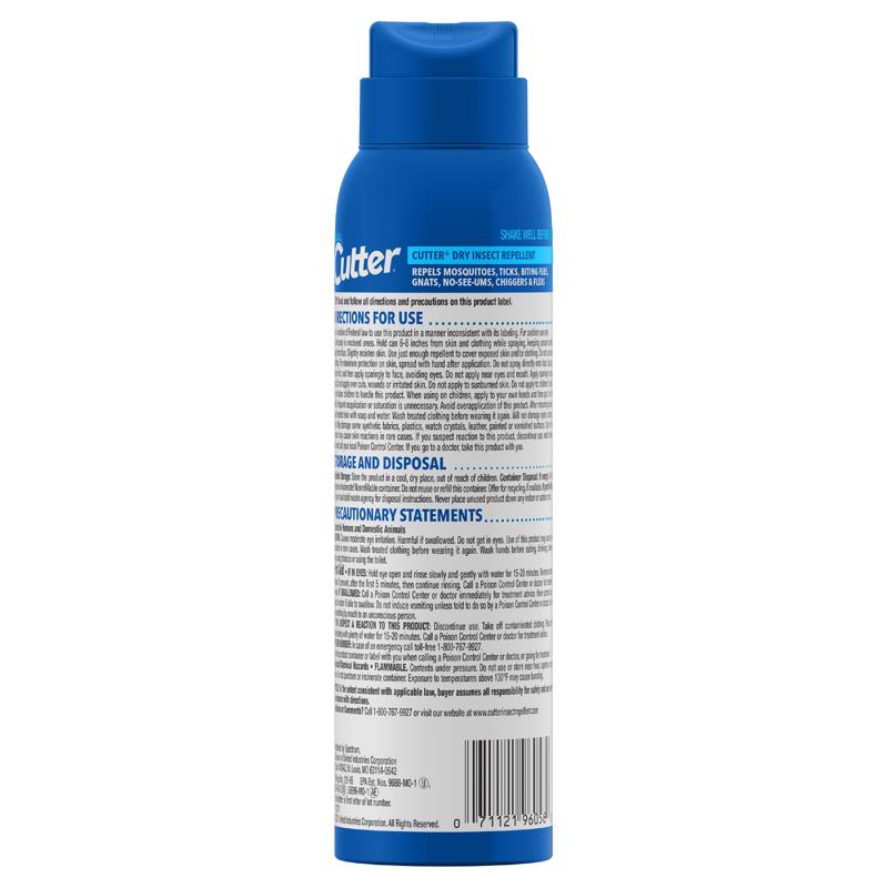 Cutter Dry Insect Repellent Liquid For Mosquitoes/Other Flying Insects 4 oz