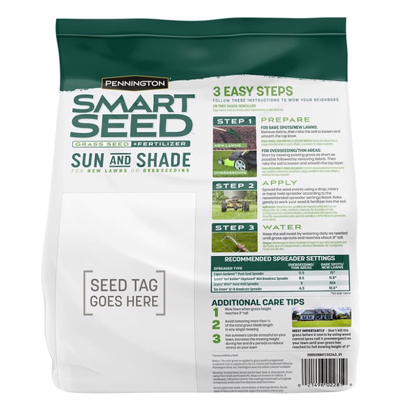 Pennington Smart Seed Tall Fescue Grass Sun or Shade Grass Seed and Fertilizer 3 lb