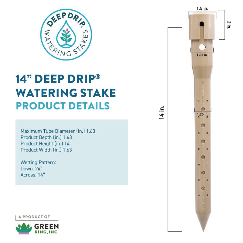 Deep Drip For 1/4 in. Tubing Drip Irrigation Watering Stake 14 in. H 1 pk