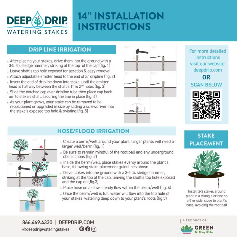 Deep Drip For 1/4 in. Tubing Drip Irrigation Watering Stake 14 in. H 1 pk