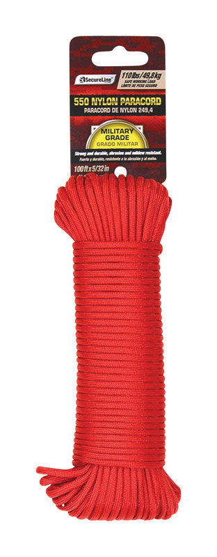 PARACORD RED 5/32"X100'