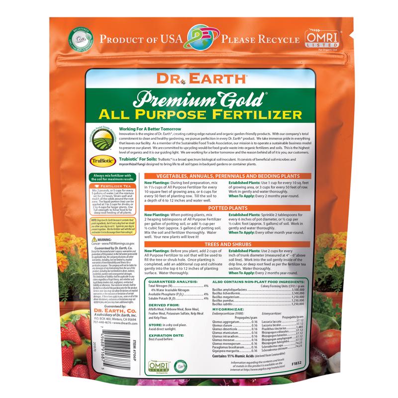 Dr. Earth Premium Gold Organic Flowers/Fruits/Vegetables All Purpose Fertilizer 4 lb