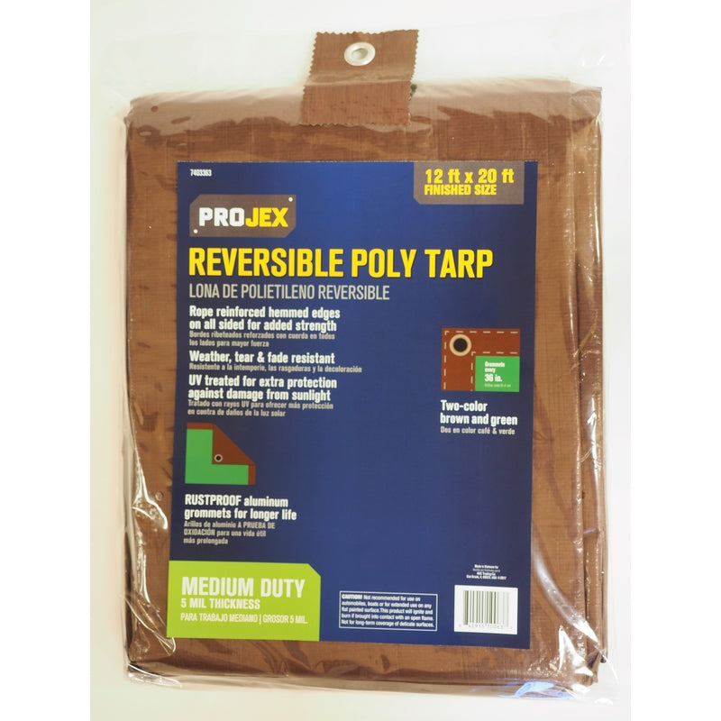Projex 12 ft. W X 20 ft. L Medium Duty Polyethylene Tarp Brown/Green