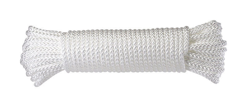 Ace 1/4 in. D X 50 ft. L White Diamond Braided Poly Rope